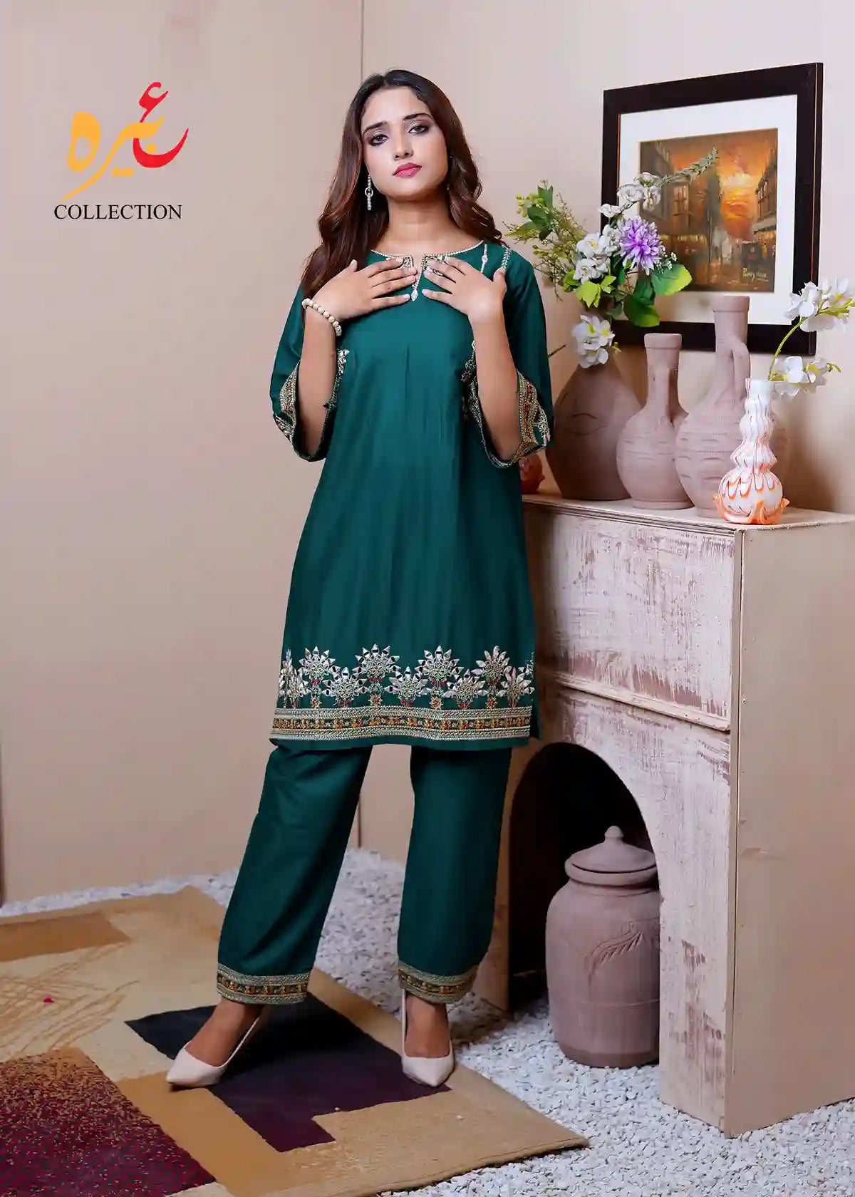 EMBROIDERED MIROR COTTON TWO PIECE ART-593