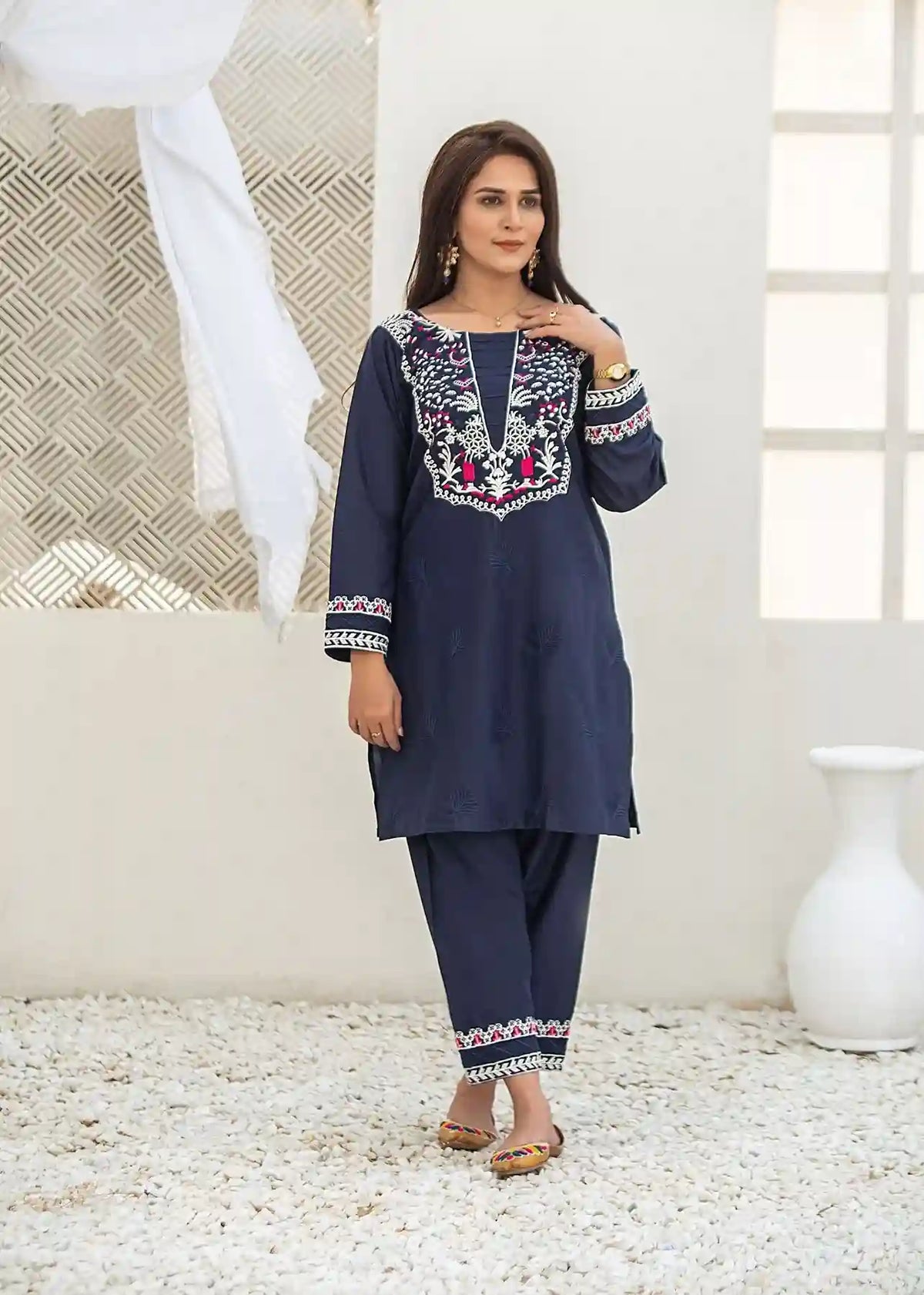 Embroidered Cotton Two Piece art-526