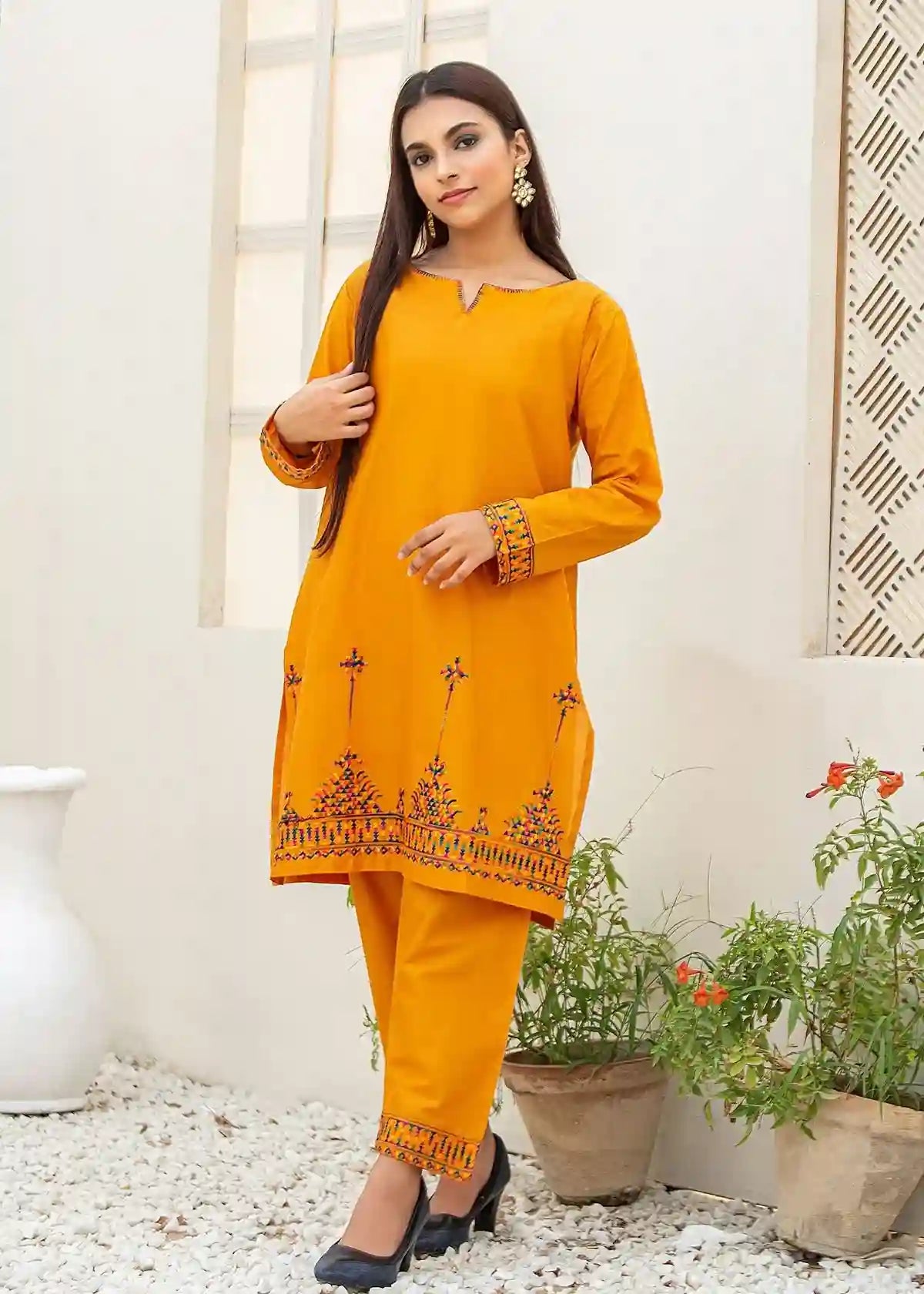 Embroidered Cotton Two Piece Art-578
