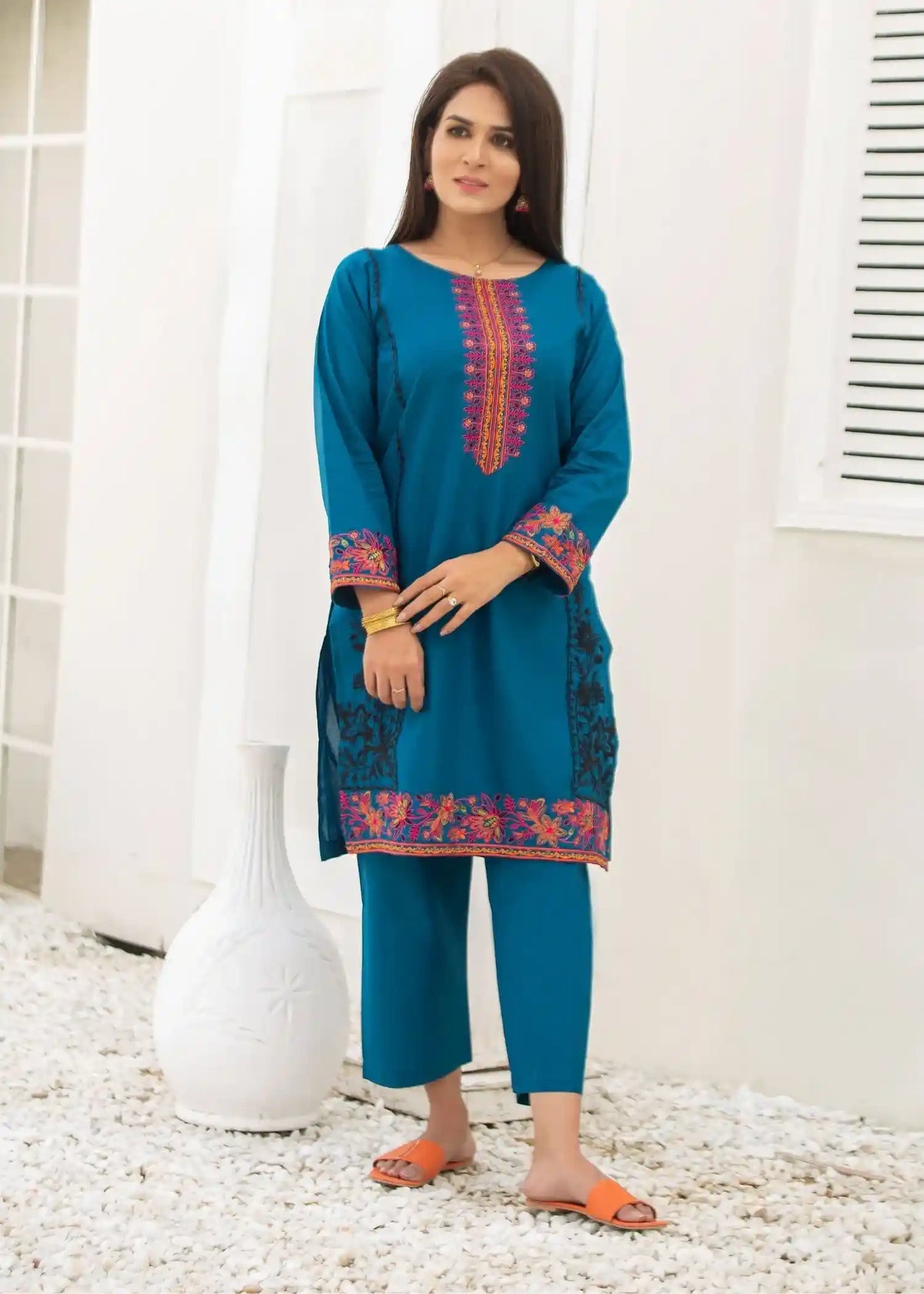 Embroidered Cotton Two Piece Art-592
